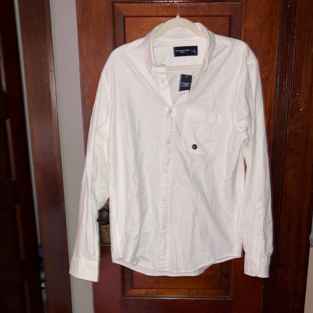 Abercrombie & Fitch White Casual Button Down Shirt